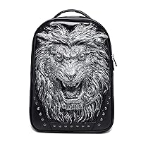 Fashion Unisex Rivets Waterproof 3D Angry Lion Statue Backpack Student Bags Laptop Computer Knapsack