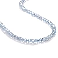 4mm Aquamarine bead necklace, Natural aquamarine faceted round beads, March birthstone Aquamarine Jewelry, Beach wedding necklace gift