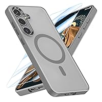 MATEPROX Magnetic Design for Samsung Galaxy S24 Case, Stylish Slim an-ti Yellow Translucent Matte Shockproof Protective Cover for S 24 6.2'' 2024-Titanium Gray