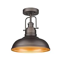 zeyu Farmhouse Semi Flush Mount Light Fixture, 11 Inch Industrial Ceiling Light Fixture for Indoor Outdoor, Oil Rubbed Bronze Finish, ZY41-F ORB