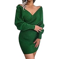 XJYIOEWT All Dressed Ruffles Chips,Womens Sexy V Neck Skirt Hip Wrap Dress Wool Long Sleeve Casual Loose Mini Dress Pull