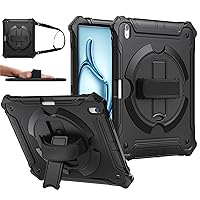 ZtotopCases for iPad Air 11 Inch Case 2024(M2), iPad Air 6th Generation Case Shockproof iPad Air 5th/4th Generation Case 10.9 Inch with 360° Rotating Stand Hand/Shoulder Strap, Black