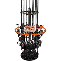 KastKing V16 Fishing Rod Rack With Rotating Base- Fishing Pole Rack Holds Up to 16 Fishing Rods or Combos, Lightweight and Durable ABS Construction, Space-Saving Fishing Rod Holders for Garage