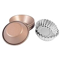 12 PCS Egg Tart Pans, Nonstick Ripple Mold, Portuguese Tart Mold, Pudding Mold, Jelly Mold, Shape Reusable Cupcake and Muffin Baking Cup Tartlets Pans