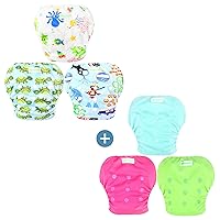 wegreeco Baby & Toddler Snap One Size Adjustable Reusable Baby Swim Diaper Diving, Ocean, Turtle Bundle with Fresh Large