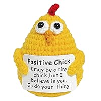Emotional Support Chicken, Crochet Positive Chick Easter Gifts, Cute Crocheted Positive Animals, Mini Cheer Up Encouragement Gift for Adult Women 1PC
