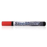 Steelwriter Metal Marking Paint Pen - Red - Washable Removable Industrial Marker For Writing & Drawing on Steel and other Metals, Wet Erase, Best for Construction, Fabrication, Welders, Pipefitter