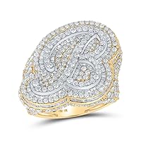 The Diamond Deal 10kt Two-tone Gold Mens Baguette Diamond B Initial Letter Ring 8-1/2 Cttw