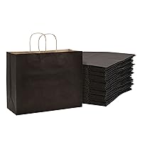 Prime Line Packaging 16x6x12 50 Pack Black Gift Bags with Handles, Large Paper Bags, Bulk for Small Business, Boutique, Shopping, Gift Wrap, Favors