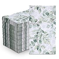 100Pcs Disposable Greenery Guest Napkins Paper Disposable Hand Towels Green Leaves Decorative Paper Dinner Hand Napkin for Bathroom Baby Shower Party Supplies Table Decor