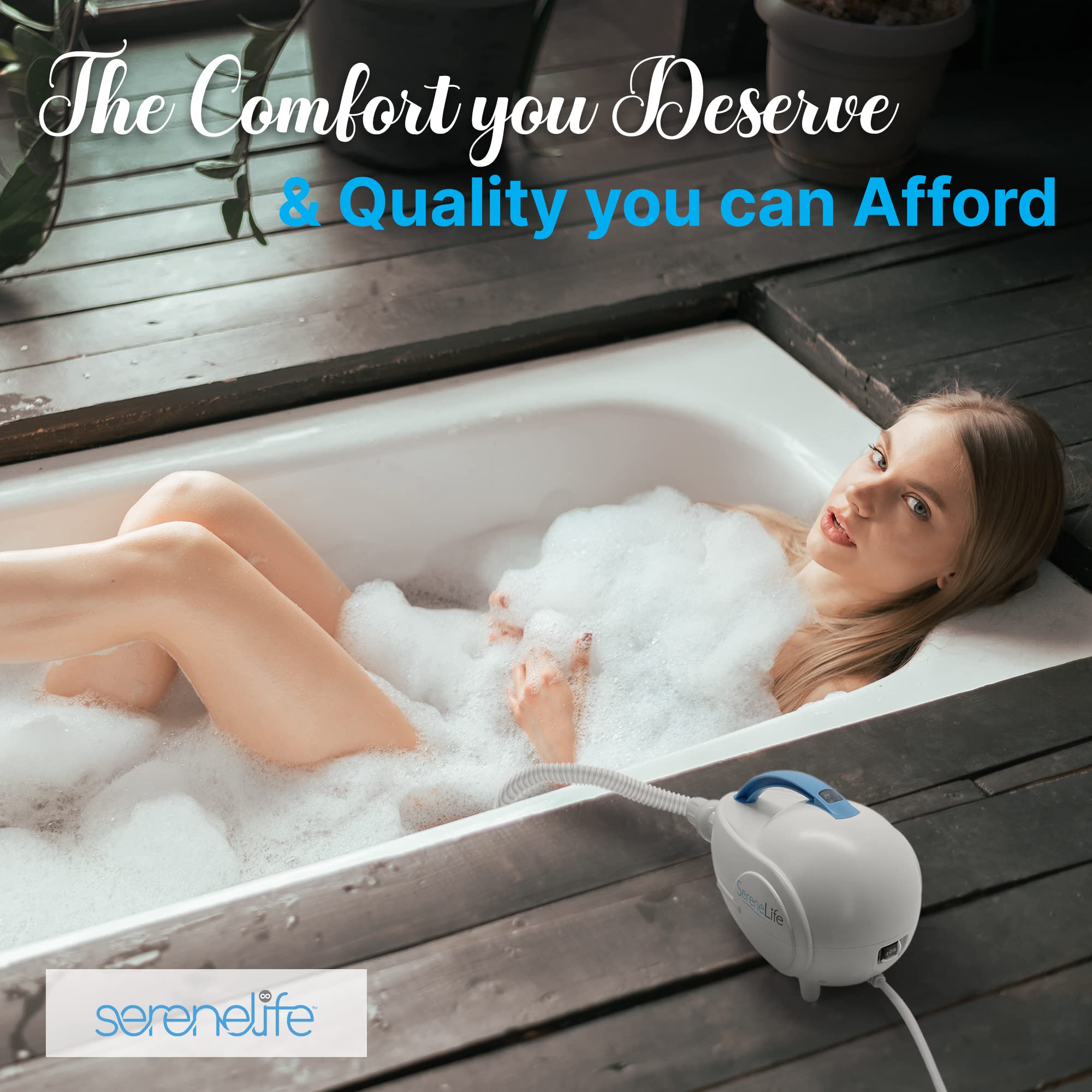 SereneLife Electric Bathtub Bubble Massage Mat - Waterproof Tub Massaging Spa, Full Body Bubbling Bath Thermal Massager Machine w/Heat with Motorized Air Pump and Aroma Clip for Oil