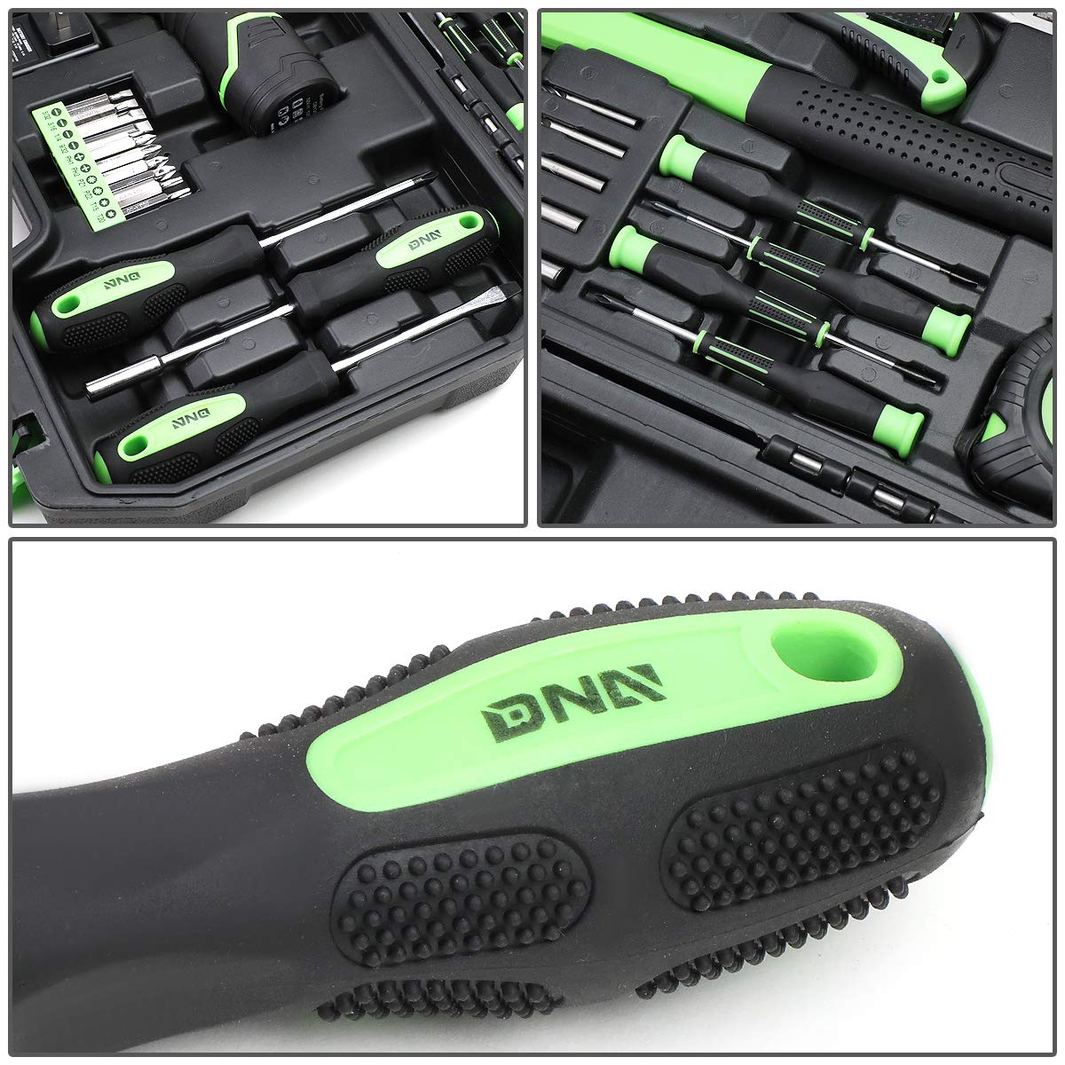 DNA MOTORING TOOLS-00018 Green 27 PCs 12V Cordless Power Drill Driver Bit Set w/Charger+Screwdrivers+Pliers Home Repair Kit, mint green