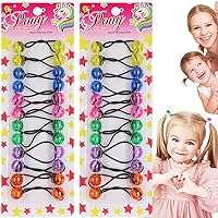 24 Pcs Hair Ties 16mm Ball Bubble Ponytail Holders Colorful Elastic Accessories for Kids Children Girls Women All Ages (Clear Assorted - Yellow/Blue/Pink/Green/Purple/Orange)