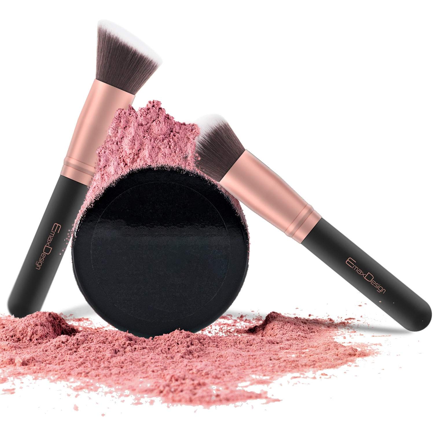 EmaxDesign Makeup Brushes 17 Pieces Premium Synthetic Foundation Brush Powder Blending Blush Concealer Eye Face Liquid Powder Cream Cosmetics Brushes Kit (Rose Gold)