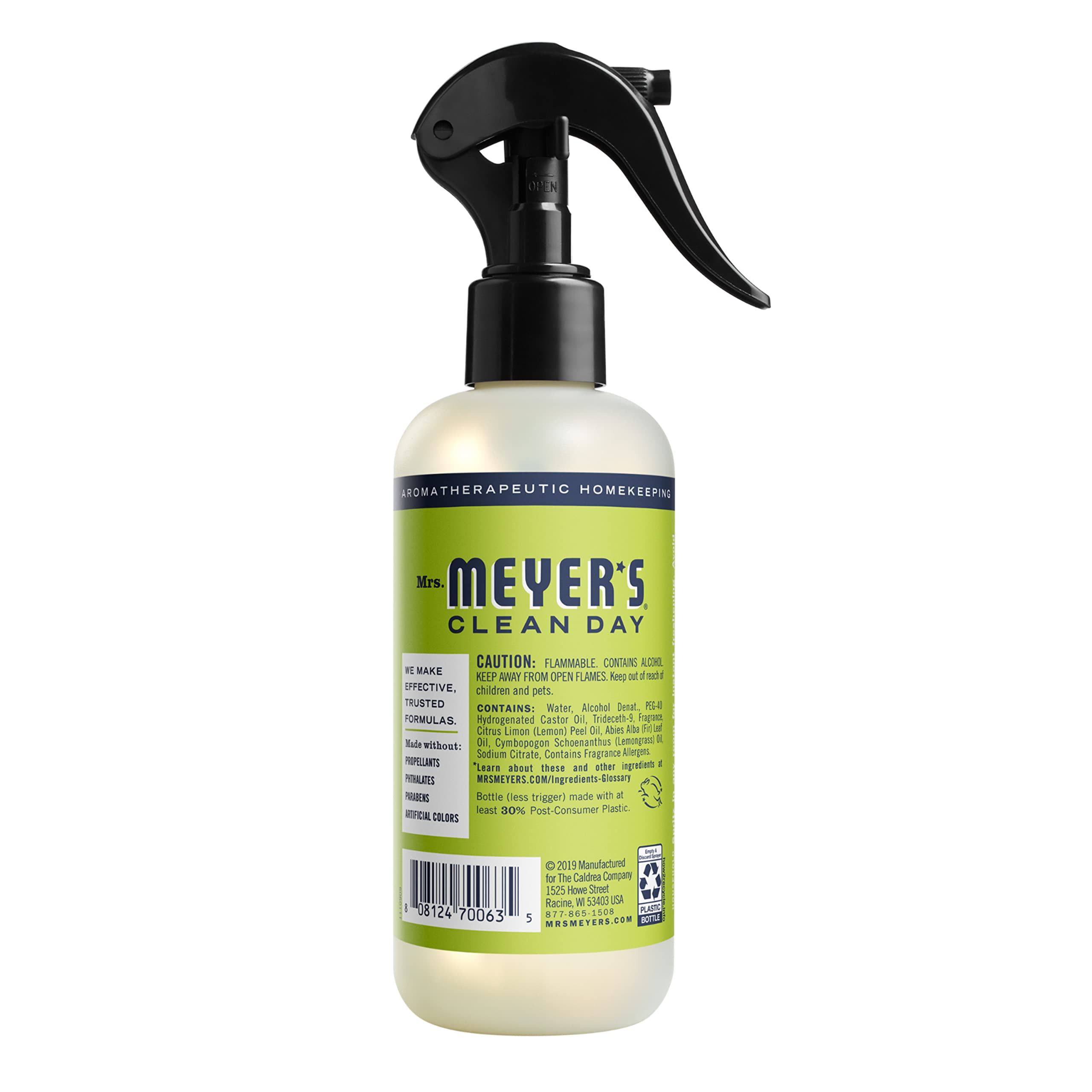 Mrs. Meyer's Room and Air Freshener Spray, Non-Aerosol Spray Bottle Infused with Essential Oils, Lemon Verbena, 8 fl. oz