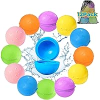 SOPPYCID Water Balloons Reusable 12PCS Quick Fill, Water Balls Self-sealing Outdoor Water Toys for Kids Ages 3-12, Mess-free Durable Splash Water Bombs Summer Fun Water Pool Beach Activity Toys Games
