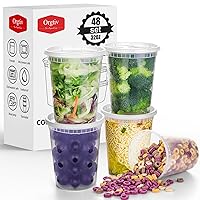 [48 Sets 32oz Plastic Deli Containers with Lids,Disposable Quart Containers with Lids,Freezer Storage Containers for Food Soup Yogurt Ice Cream Juice,BPA Free Airtight Clear Takeout Boxes