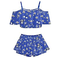 PattyCandy Kid Girls Swimsuits Gradient Happy Birthday Panda & Circus Theme 2-Piece Tankini Size 2-16