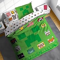 Minecraft Full Comforter Set - 7 Piece Kids Bedding Includes Comforter, Sheets & Pillow Cover - Super Soft Gamer Microfiber Bed Set