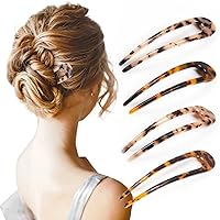 [Upgraded] French Hair Pins Tortoise Shell U Shape Updo Hair Forks Clips for Thin Thick Hair,4.72 inch Classic Cellulose Acetate 2 Prong Bun Hair Sticks Chignon Women Vintage Hairstyle