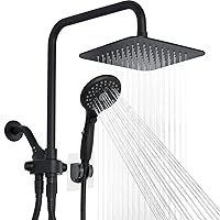 8'' High Pressure Rainfall Shower Head with 6 Function Handheld Shower Spray, Dual Shower Head Combo with Adjustable Slide Bar, Luxury Matte Black