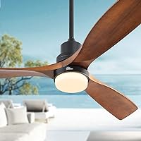 Sofucor 52 Inch Ceiling Fan With Light And Remote,3 Wood Blades,Outdoor Patio/Indoor Farmhouse Ceiling Fan,Reversible DC Motor & 6-Speed