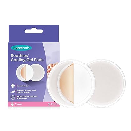 Lansinoh Soothies Cooling Gel Pads, Breastfeeding Essentials, Provides Cooling Relief for Sore Nipples, 2 Count (Pack of 1)