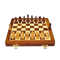 Wooden Chess Board Set with Magnetic Pieces with Extra Queen | 10x10 inches |(Multicolored),Premium Quality Best Folding Handmade