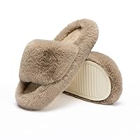Women's Slippers Memory Foam House Bedroom Slippers for Women Fuzzy Plush Comfy Faux Fur Lined Slide Shoes Anti-Skid Sole Trendy Gift Slippers