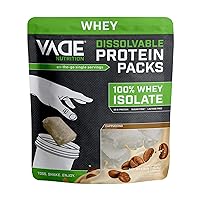 VADE Nutrition Dissolvable Protein Packs - 100% Whey Isolate Protein Powder Cappuccino - Low Carb, Low Calorie, Lactose Free, Sugar Free, Fat Free, Gluten Free - 16 Packets to Go