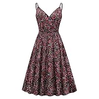Fall Dresses for Women 2022 Cocktail Party Dress Casual Swing Dress V-Neck Vintage 1950s Dresses