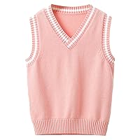 TiaoBug Boys Girls V-Neck Sleeveless Knitted Waistcoat Sweater Vest School Uniform Pullover Crochet Top Knitwear
