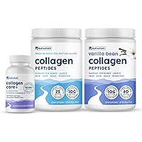 Collagen Support Trio Bundle - Collagen 25 Servings, Collagen Care+, Vanilla Bean Collagen