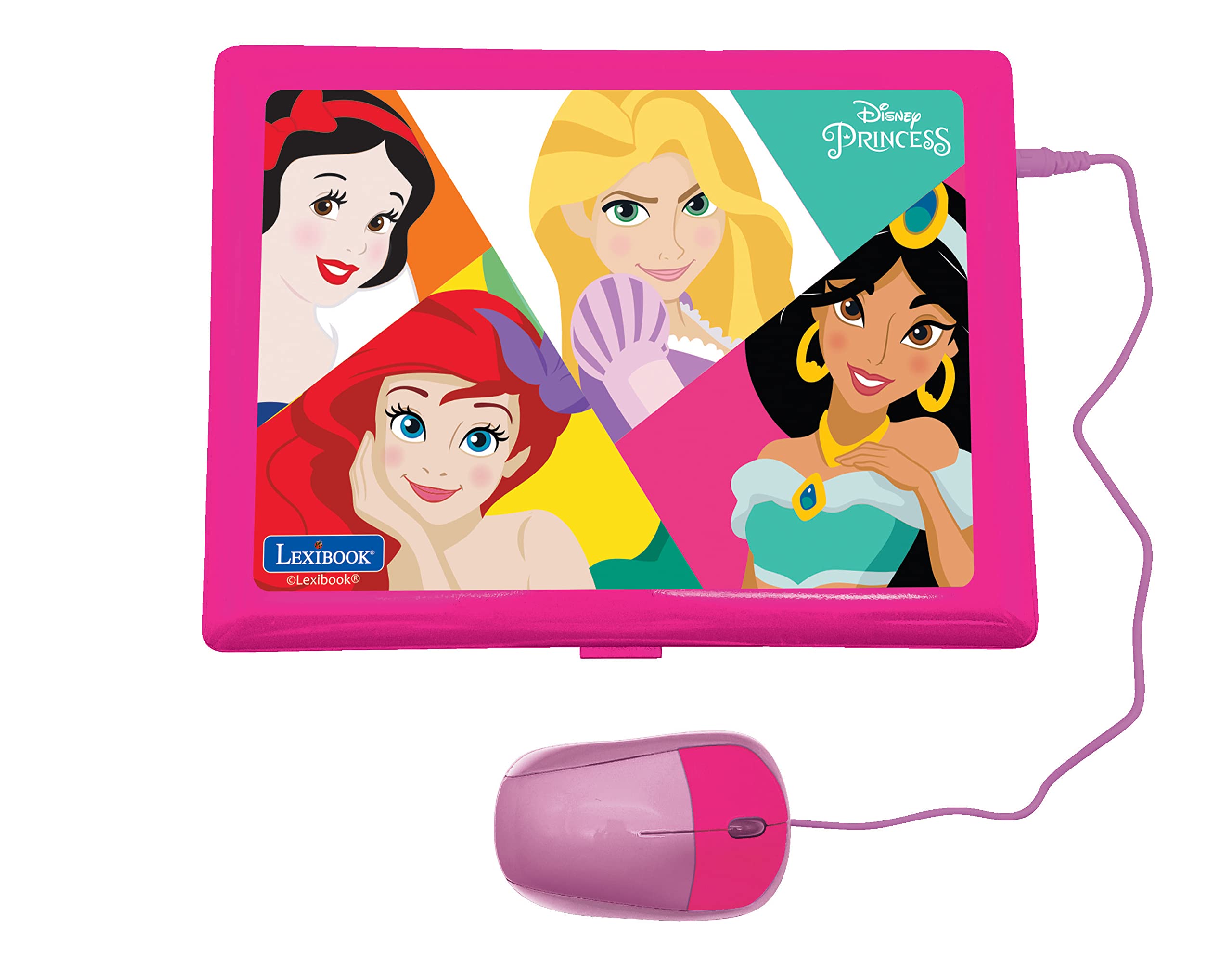 Lexibook Disney Princess - Educational and Bilingual Laptop Spanish/English - Girls Toy with 124 Activities to Learn, Play Games and Music - Pink JC598DPi2