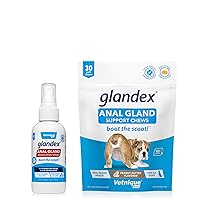 Glandex Medicated Spray for Dogs & Cats (4oz) and Glandex anal gland Support Chews 30 Ct Bundle Dog Deodorizing Spray & Anti-Itch Spray for Dogs, Dog Treats with Probiotics