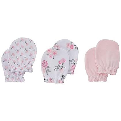 Hudson Baby Baby Girls' Cotton Headband and Scratch Mitten Set