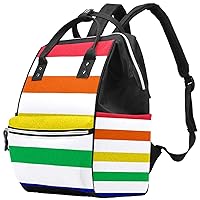 Rainbow Color Stripes Diaper Bag Backpack Baby Nappy Changing Bags Multi Function Large Capacity Travel Bag