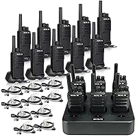 Retevis NR10 Walkie Talkies(16 Pack) with Earpiece(10 Pack),Noise Canceling Portable FRS Two-Way Radios,with 6 Way Multi Gang Charger,USB-C Charging,Heavy Duty 2 Way Radio for Factory Workshop School