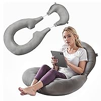 Reading Pillow Multifunctional Back Pillow with Neck Lumbar Support Bed Body Positioner Body Pillow Bolster Pillow Set for Pregnancy Neck Support Beding Time Grey Velvet