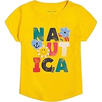 Nautica Girls' Short Sleeve T-Shirt with Fun Graphic Design, Cotton Tee with Tagless Interior