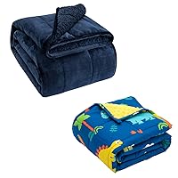 Uttermara 15 lbs Sherpa Fleece Weighted Blanket for Adult & Weighted Blanket 5 lbs for Kids, Ultra Cozy Minky Fleece and Cotton Sided with Cartoon Patterns