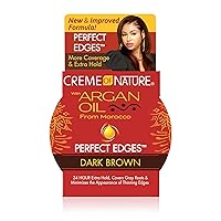 Creme of Nature with Argan Oil From Morocco Perfect Edges Hair Gel, 24 Hour Hold with Moisture and Exotic Shine, Dark Brown, 2.25 Oz (Pack of 1)