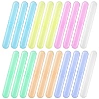 20 Pcs Travel Toothbrush Case Holder, Plastic Portable Toothbrush Storage, 7 Assort Color Toothpaste Case Cover Protector, Great for Travel, Business, Camping, School Use (Multicolor)