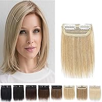 SEGO 2PCS Clip in Remy Human Hair Extensions 2 Clips Clip in Mini Hairpieces Seamless Invisible Hairpin For Women with Thinning Hair Adding Hair Volume 4/6/8/10/12 Inches 16/20/24/30/34g