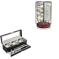 Jewelry Organizer Stand Bundle with 6 Slots Watch Box with Drawer