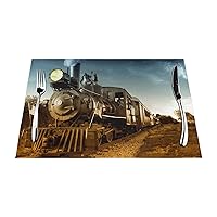 PlacematsTrain and Railway Printed Dining Table Placemats Washable Dining Table Mats Heat-Resistant Easy to Clean Non-Slip Indoor Or Outdoor Use