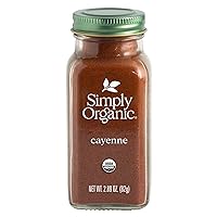Simply Organic Cayenne Pepper, 2.89 Ounce, Pure, Organic Cayenne Peppers, No GMO's, Kosher Certified