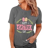 Shapewear Tank Tops for Women Womens Fashion Round Neck Short Sleeved Easter Print T Shirt Top Shirts for Wome