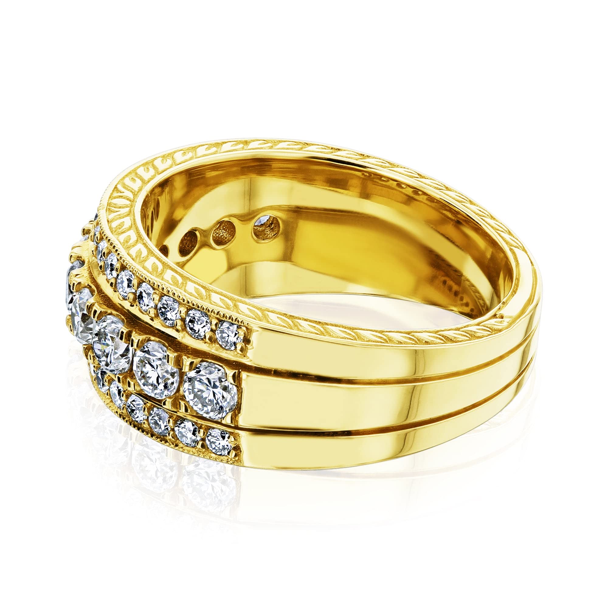 Kobelli 1 1/4ctw Wide Round-Brilliant Lab Grown Diamond Unisex Ring 14K Yellow Gold