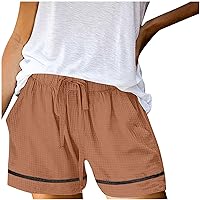 Ladies Shorts Womens Clothes Summer Elastic Waist Cotton Shorts Women Drawstring Beach Shorts For Women Solid Color Womens Cargo Shorts With Pockets Spring Summer Knee Length Shorts Holiday Essentials